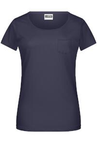 Produktfoto James & Nicholson Damen Bio T-Shirt mit Brusttasche und weitem Ausschnitt